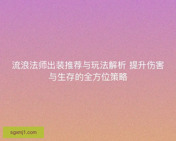 流浪法师出装推荐与玩法解析 提升伤害与生存的全方位策略