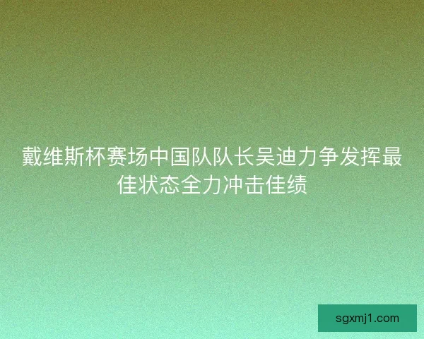 戴维斯杯赛场中国队队长吴迪力争发挥最佳状态全力冲击佳绩