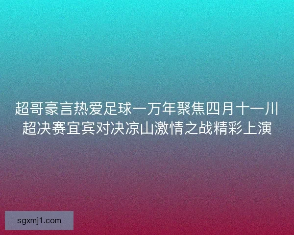 超哥豪言热爱足球一万年聚焦四月十一川超决赛宜宾对决凉山激情之战精彩上演